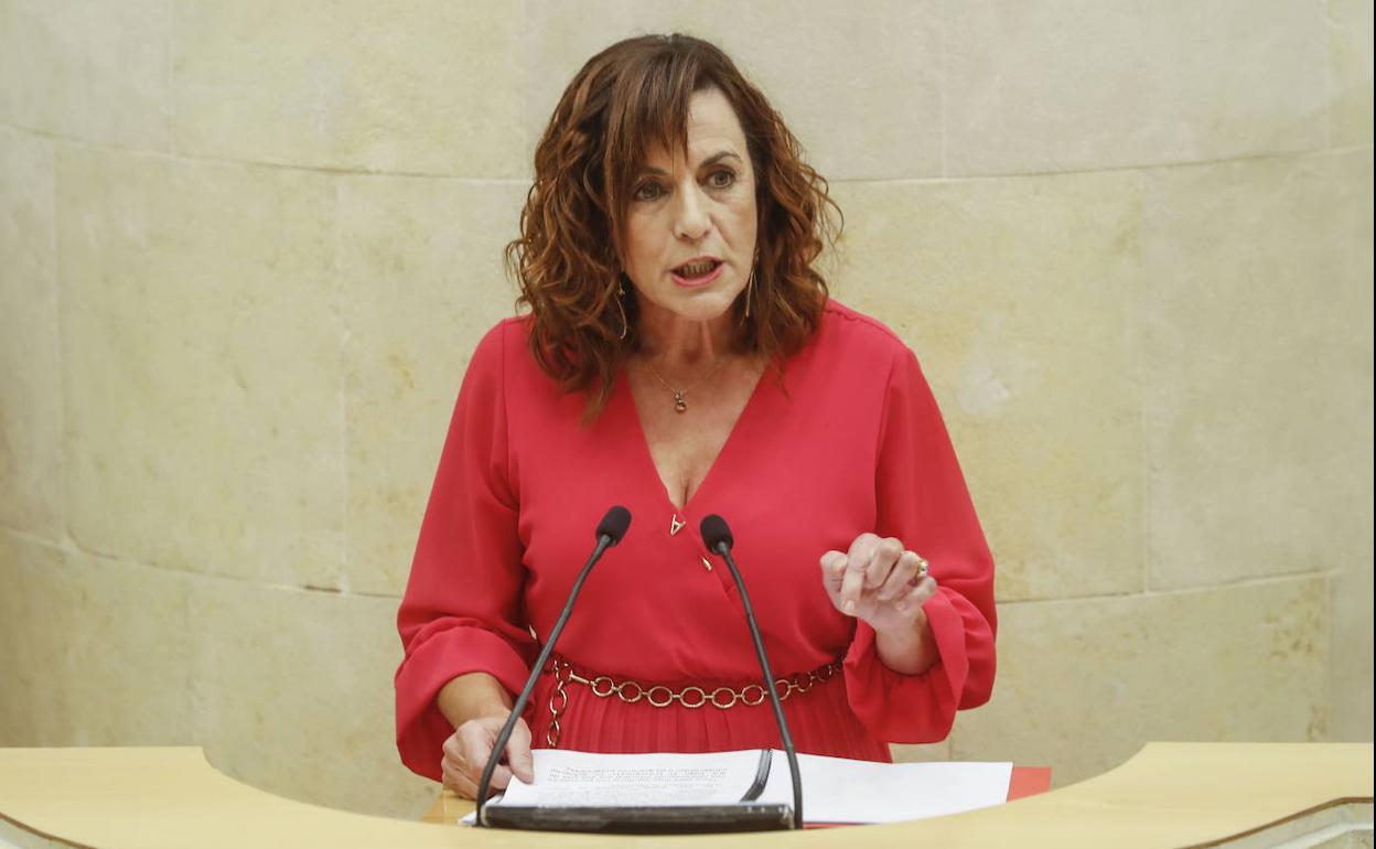 Ana Belen Alvarez, Consejera de Economia y Hacienda, en el Parlamento de Cantabria.