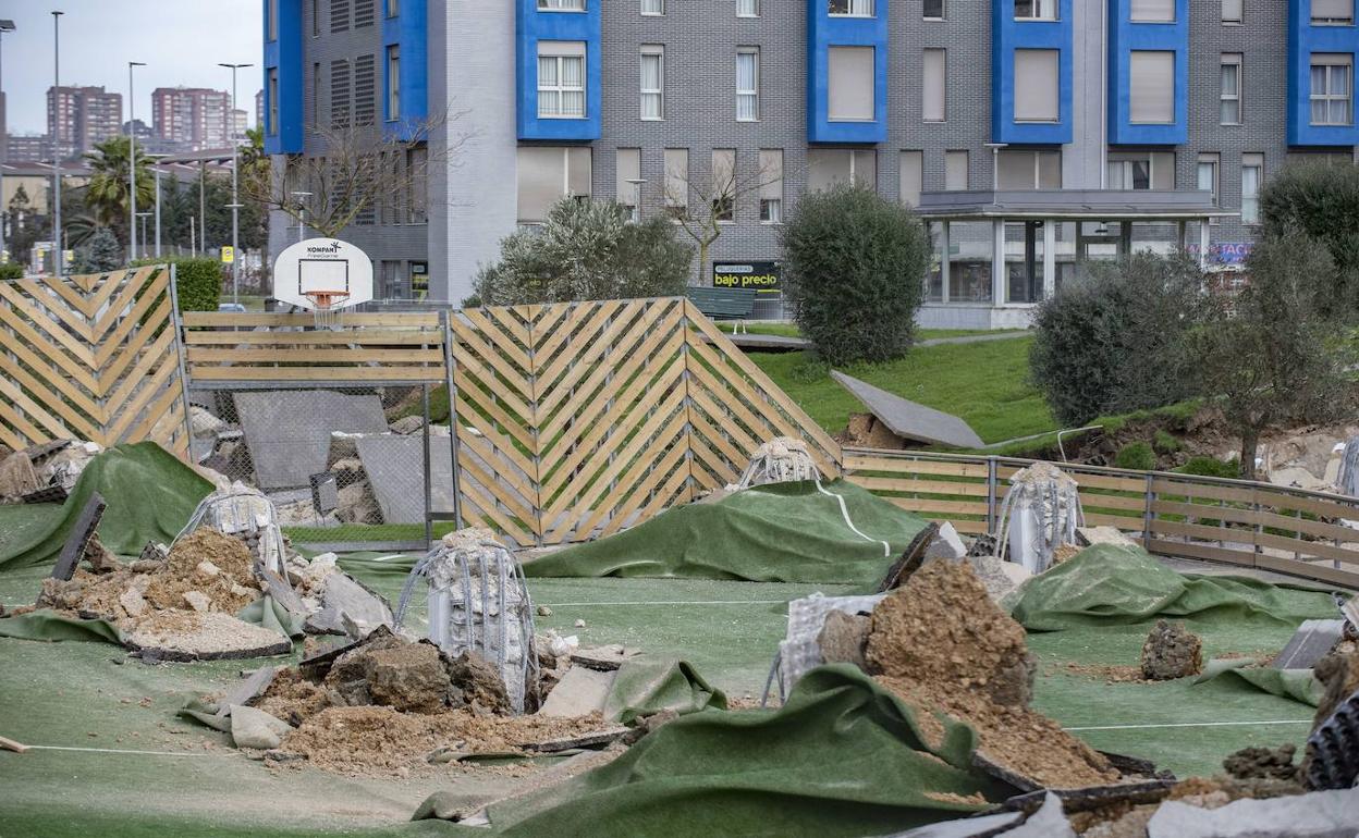 El parque de Nueva Montaña un día después del derrumbe, en enero de 2020. 