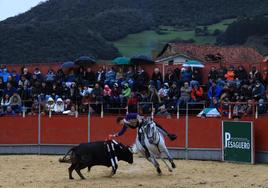 Guillermo Hermoso de Mendoza, durante su actuación el pasado año en la plaza de toros de Lerones