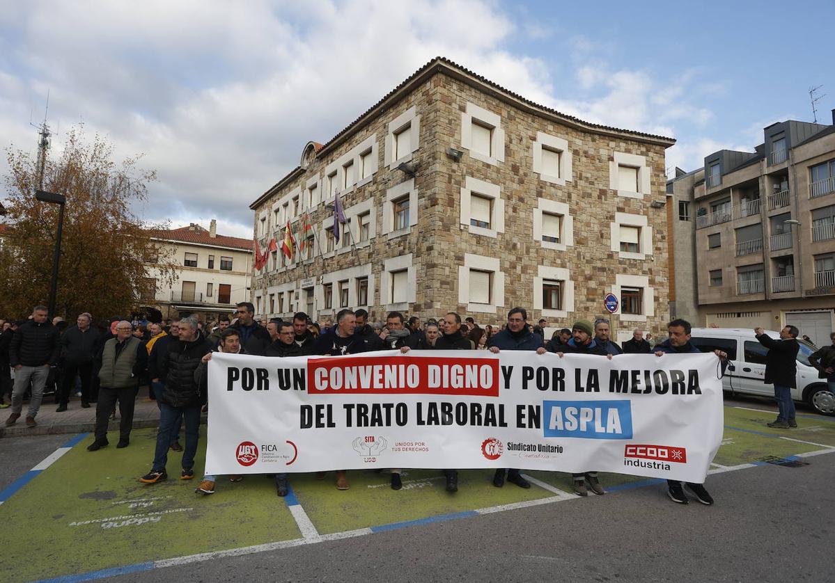 Manifestación de los trabajadores de Aspla.