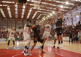 Sanz se dispone a lanzar a canasta en el Trueba en el partido ante el Ourense