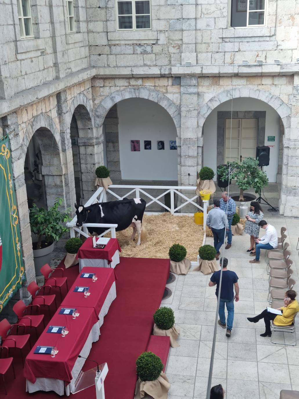 En el rincón del patio del Parlamento que le han habilitado para la ocasión