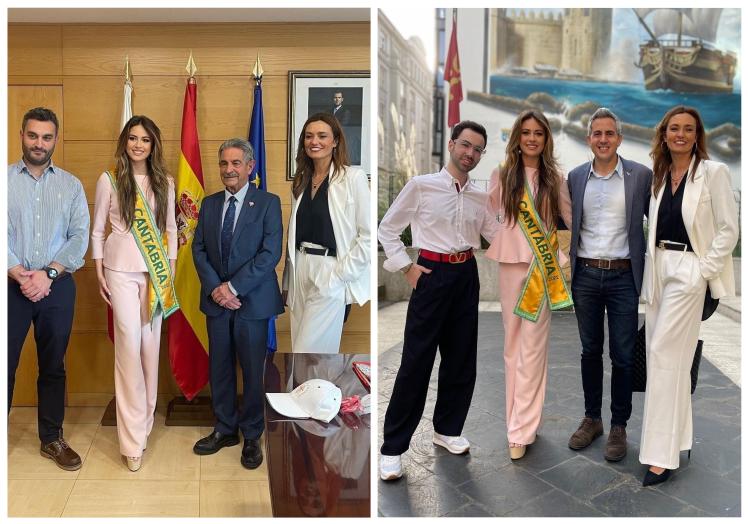 Revilla y Zuloaga recibieron a la miss y su delegación antes de volar a Tenerife.