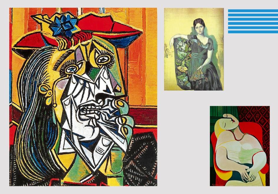 'La mujer que llora', retrato de Dora Maar, 1937. 'Olga en el sofá', 1917, y 'El sueño', 1932.