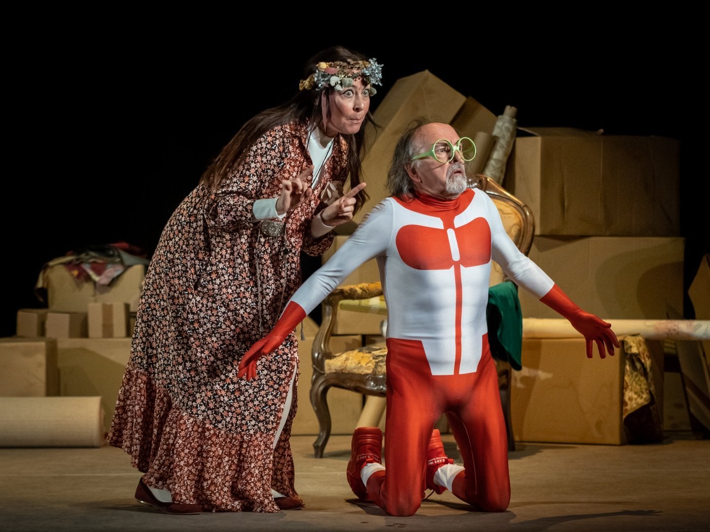 Patricia Cercas y Fernando Madrazo en una escena durante los ensayos de la obra.