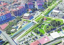 Infografía del proyecto de cubrimiento de las vías del tren a su paso por Muriedas.