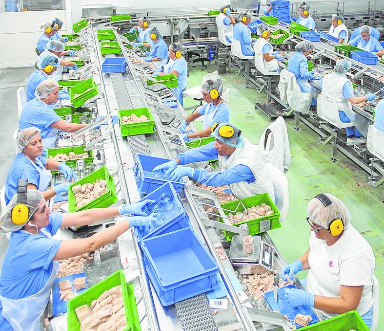 Trabajadoras de Grupo Consorcio en su fábrica en Cantabria.