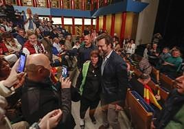 Imagen de Espinosa de los Monteros, el 31 de marzo en un mitin de Vox en el Palacio de Festivales de Santander.