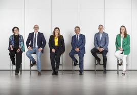 Mónica Rodero (Podemos), Félix Álvarez (Cs), María José Sáenz de Buruaga (PP), Miguel Ángel Revilla (PRC), Pablo Zuloaga (PSOE) y Leticia Díaz (Vox).