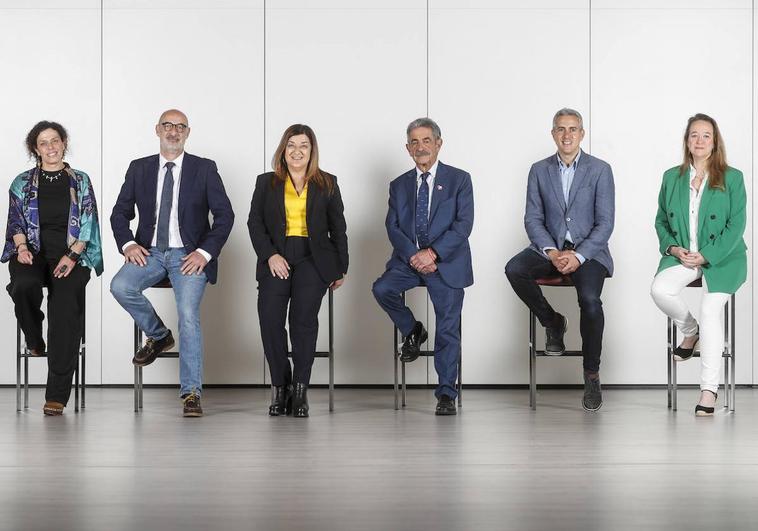 Mónica Rodero (Podemos), Félix Álvarez (Cs), María José Sáenz de Buruaga (PP), Miguel Ángel Revilla (PRC), Pablo Zuloaga (PSOE) y Leticia Díaz (Vox).