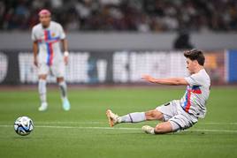 Pablo Torre, en el partido que jugó el Barcelona en Tokio ante el Vissel Kobe.