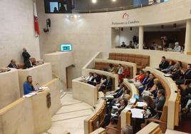 Leticia Díaz, durante su intervención este viernes en el Parlamento de Cantabria.