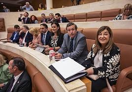 María José Sáenz de Buruaga, este viernes en el Parlamento, en el escaño junto a Íñigo Fernández y Gema Igual