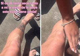 Imágenes del vídeo que enseña el truco para quitar la arena de la playa