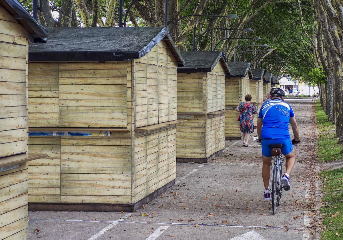 Casetas instaladas en el parque Mesones de El Sardinero.