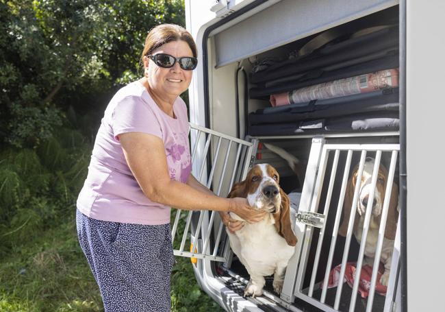 Trini Pato y su marido viajan con cinco perros, basset hounds campeones.