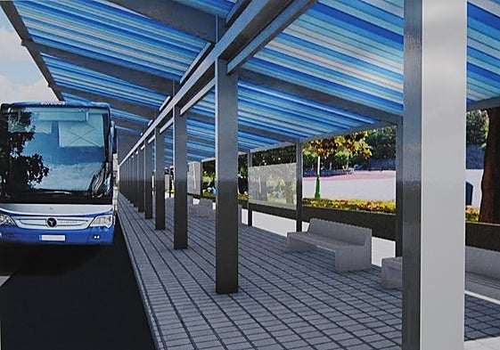 Recreación de la futura estación de autobuses de Noja.