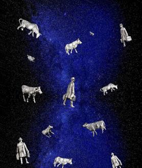 Imagen secundaria 2 - Bodegón. Astronauta y estrellas con vacas.