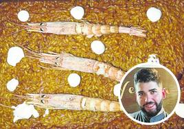 Pablo Cadavid con su arroz al horno con gambón y ali oli.