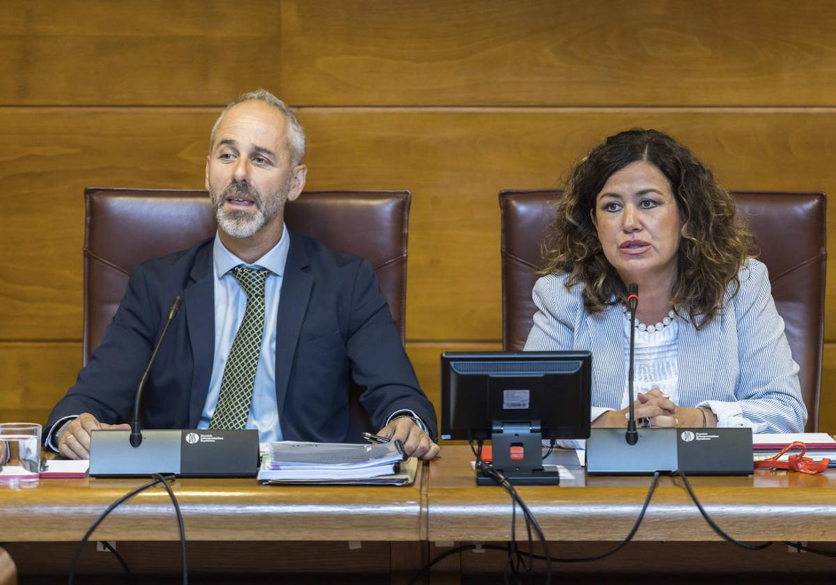 Sergio Silva y Eva Salmón,este martes en el Parlamento.