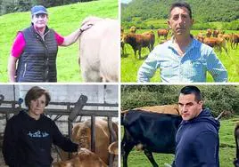 Los cuatro ganaderos de Vega de Pas, Ruesga, Voto y Guriezo, respectivamente, que han compartido sus experiencias con El Diario Montañés.