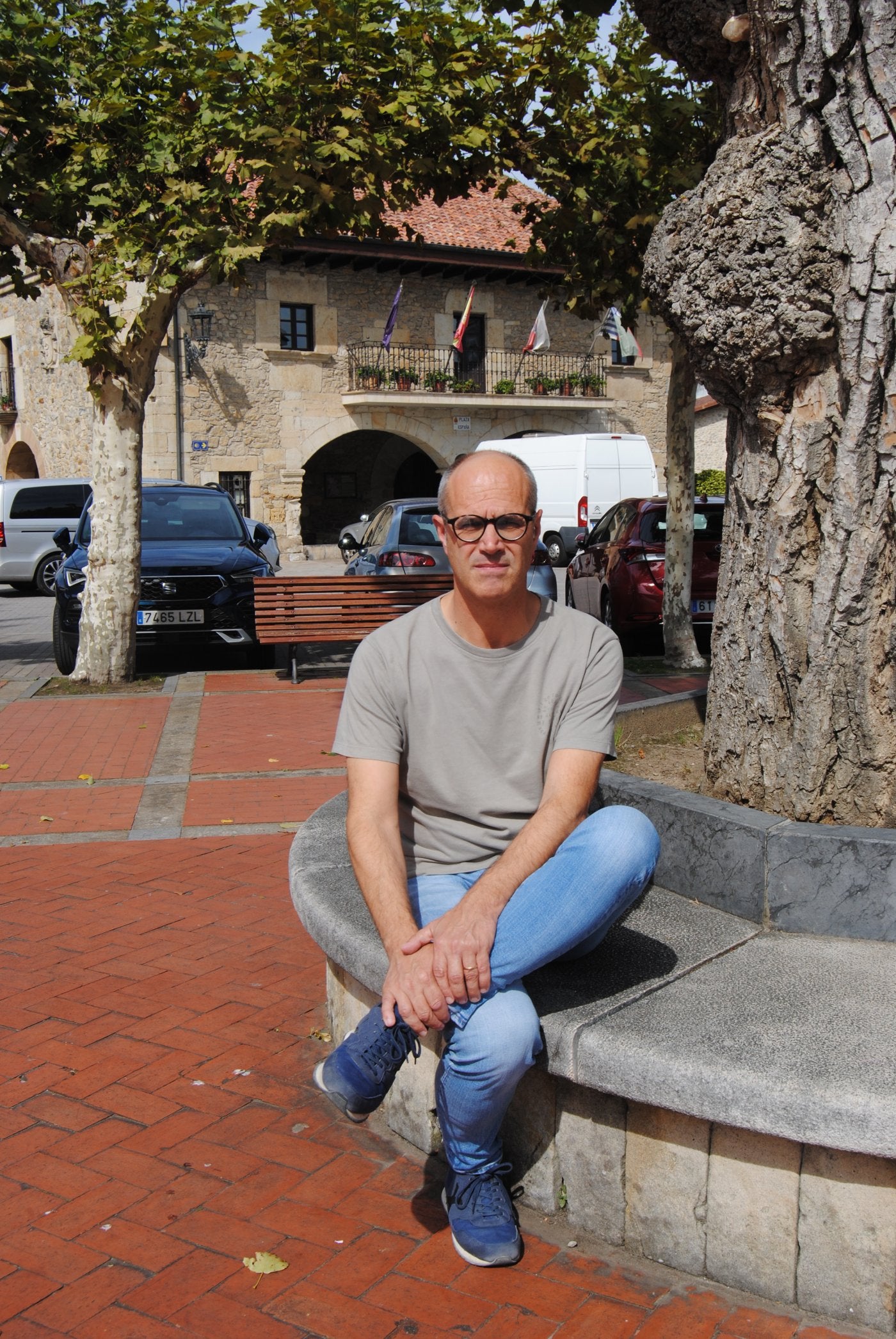 Francisco Sarabia, en la Plaza de España de Escalante.