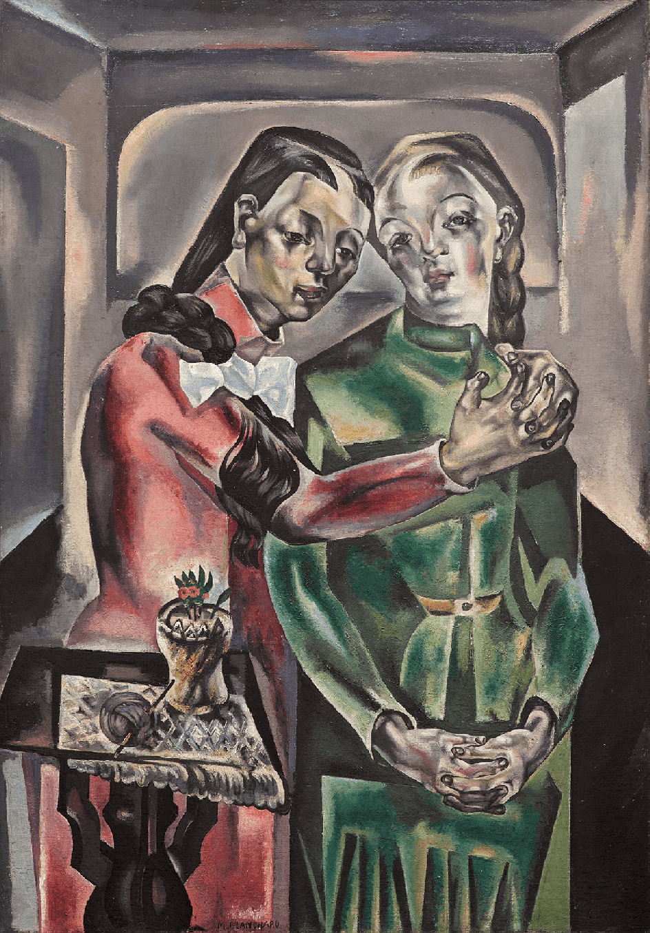 María Blanchard. 'Las dos hermanas', 1921. Óleo sobre lienzo adherido a tabla, 116,5 × 82,5 cm.