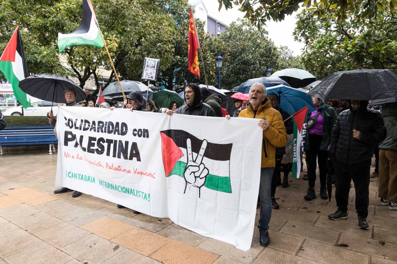 Los manifestantes pidieron solidaridad con el pueblo palestino.