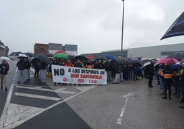 Protesta de la plantilla de BSH, este lunes en Santander.