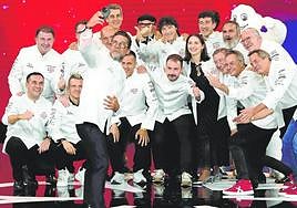 Foto de familia de los triestrellados, este año dos más, llegando a quince el número de restaurantes con la máxima distinción.