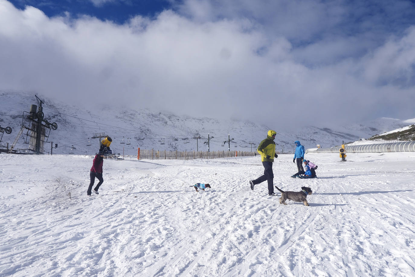 Los más pequeños y los amigos de cuatro patas lo pasaron en grande con la nieve.