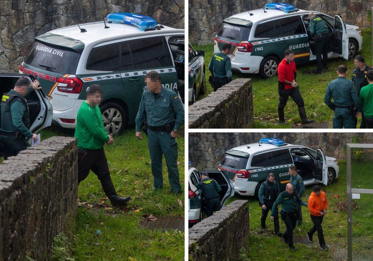 Los tres detenidos entrando ayer en el Juzgado.