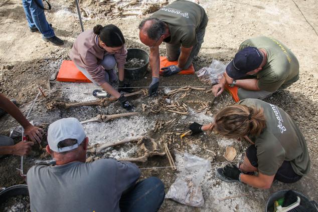 Restos hallados en las fosas de Paternáin.