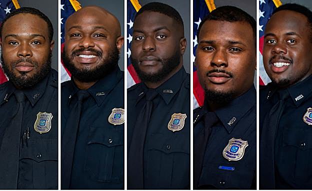 Los cinco policías detenidos Demetrius Haley, Desmond Mills, Jr., Emmitt Martin III, Justin Smith y Tadarrius Bean. 