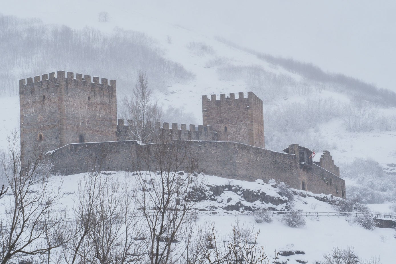 Fotos: La nieve vuelve a complicar el tráfico en la A-67