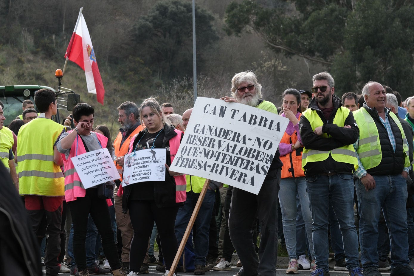 El lobo ha sido un mensaje reiterado en todas las pancartas en Unquera