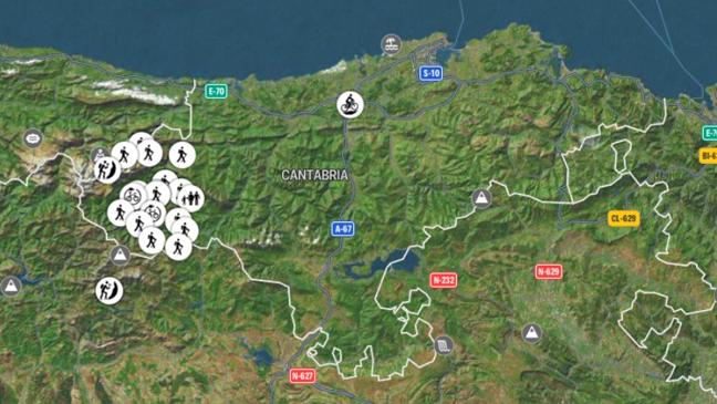 Mapa de Wikiloc con todas las rutas del perfil Liébana Picos de Europa.