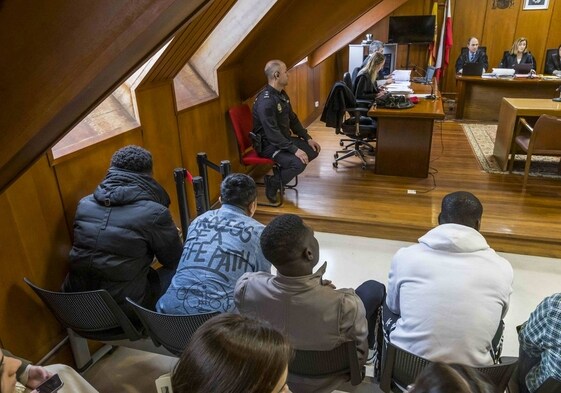 Los cuatro acusados durante la segunda sesión del juicio.