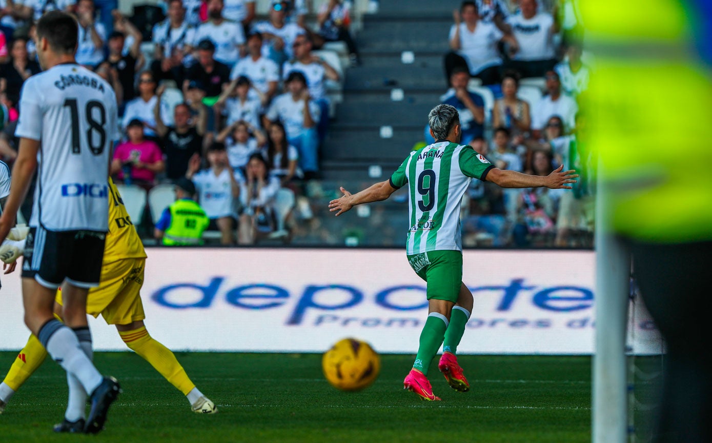 Arana celebra el gol racinguista.