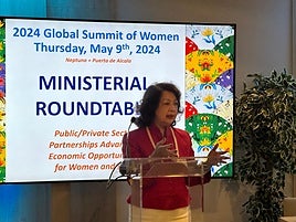 Irene Natividad, presidenta de la Global Summit of Women, ha inaugurado hoy la cumbre 2024 en Madrid