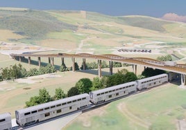 Recreación del puente de la variante que salvará las vías del tren en Renedo.