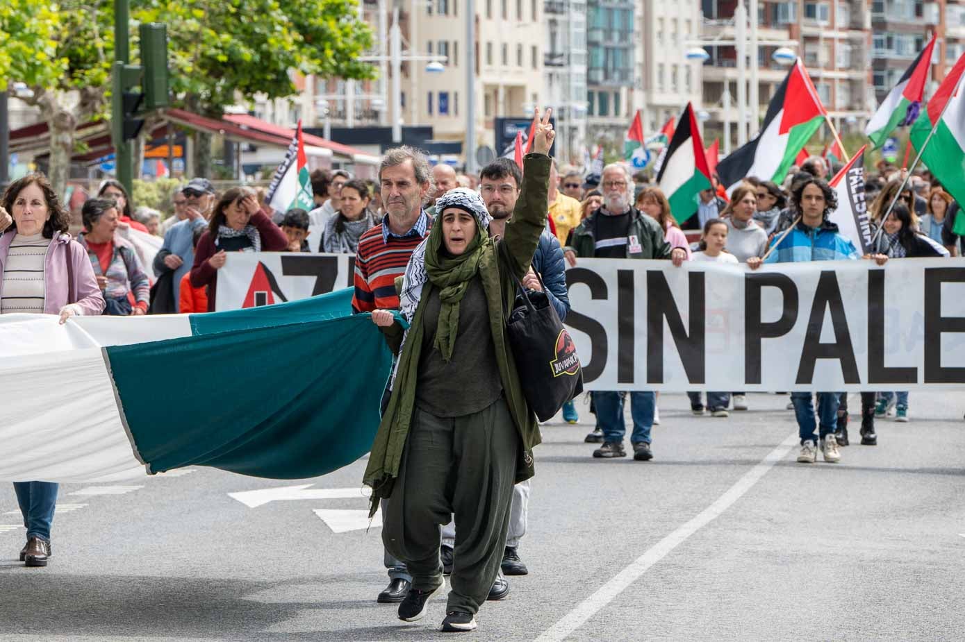 Los manifestantes corearon consignas en apoyo al pueblo palestino.