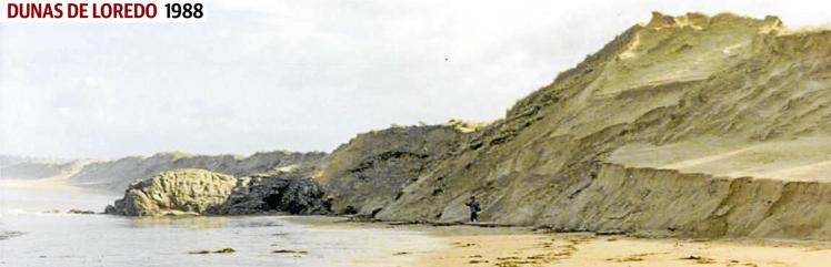 Las dunas prácticamente tapaban la roca de la curva que divide las playas de Somo y Loredo.