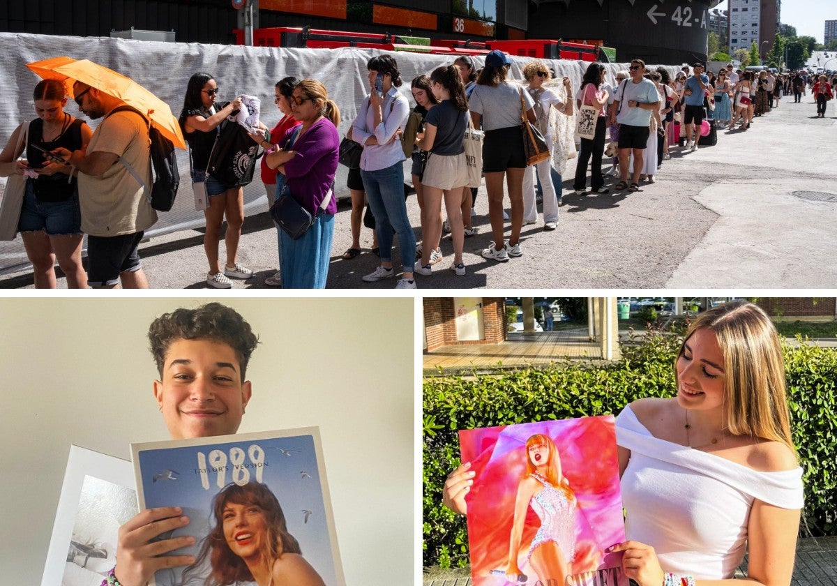 Centenares de personas hacen cola para la compra de merchandising de Taylor Swift en el Bernabéu.