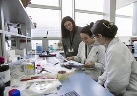 Al fondo, la directora del CTC, Beatriz Sancritóbal, junto a dos investigadoras del centro tecnológico. ¡