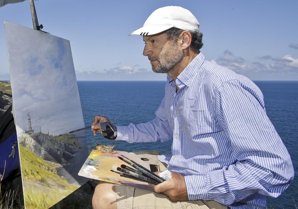 De la Concha pintando en la costa de Santander.