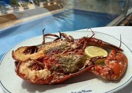 Bogavante (hembra) del país a la plancha, con sus corales.