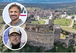 Mota y Segura junto a una vista aérea de la fortaleza de la localidad segoviana, construida en el siglo XIII.