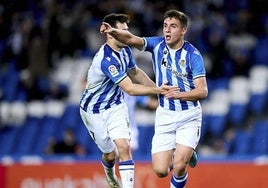 El delantero Jon Karrikaburu, en un partido con la Real Sociedad