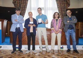 Carlos Andradas, Luis Caffarelli, Alessio Figalli, Matilde Carlón y Pablo González.